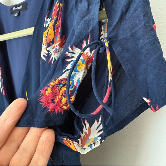 Madewell Silk Poppy Dress in Cactus Flower Navy Floral Fit and Flare Mini - Picture 14 of 16